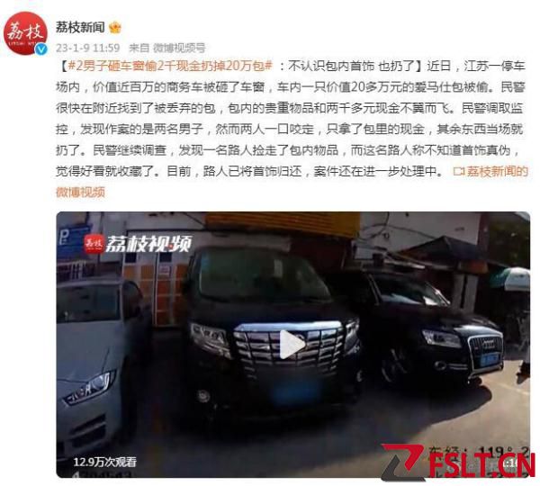 两小偷砸车窗偷2千元现金扔掉价值20万的钱包