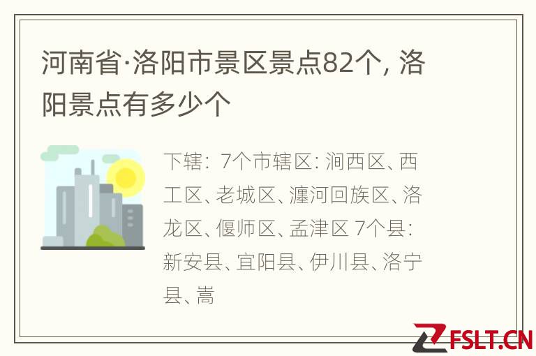 河南省·洛阳市景区景点82个，洛阳景点有多少个