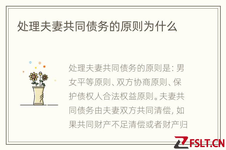 处理夫妻共同债务的原则为什么