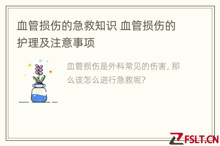 血管损伤的急救知识 血管损伤的护理及注意事项