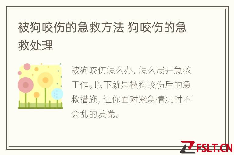 被狗咬伤的急救方法 狗咬伤的急救处理