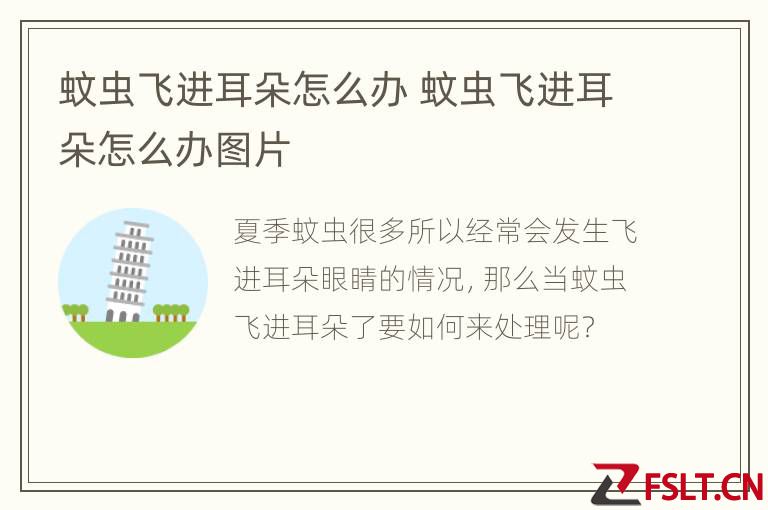 蚊虫飞进耳朵怎么办 蚊虫飞进耳朵怎么办图片