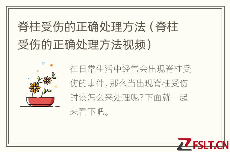 脊柱受伤的正确处理方法（脊柱受伤的正确处理方法视频）